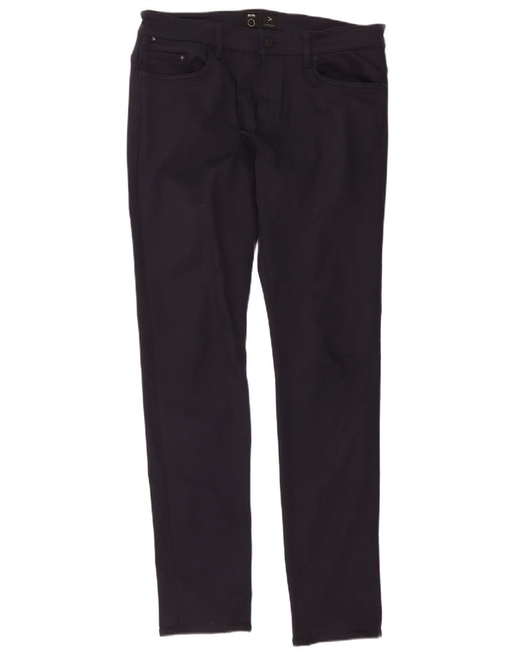 Pantaloni casual slim da uomo Hugo Boss W34 L34 poliestere blu navy