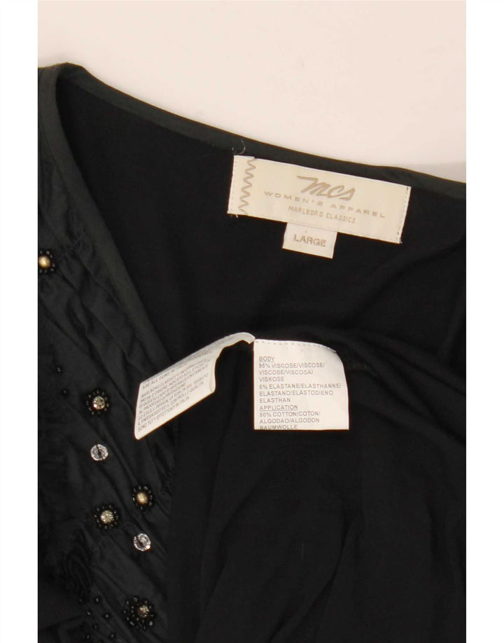 Top tunica a maniche lunghe da donna Marlboro Classics UK 14 Large in viscosa nera