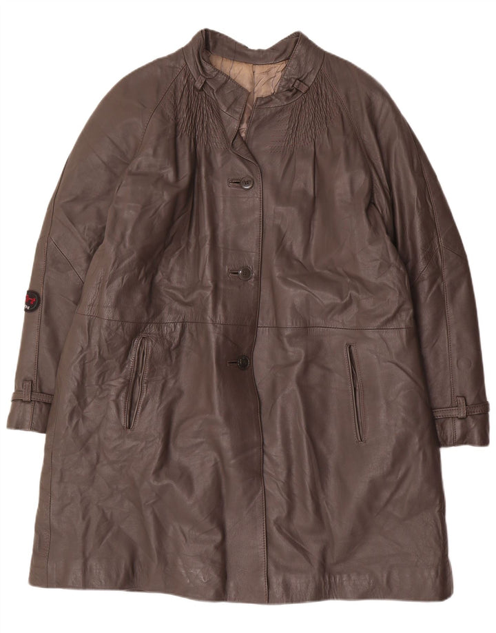 Cappotto in pelle vintage da donna IT 48 XL Grigio
