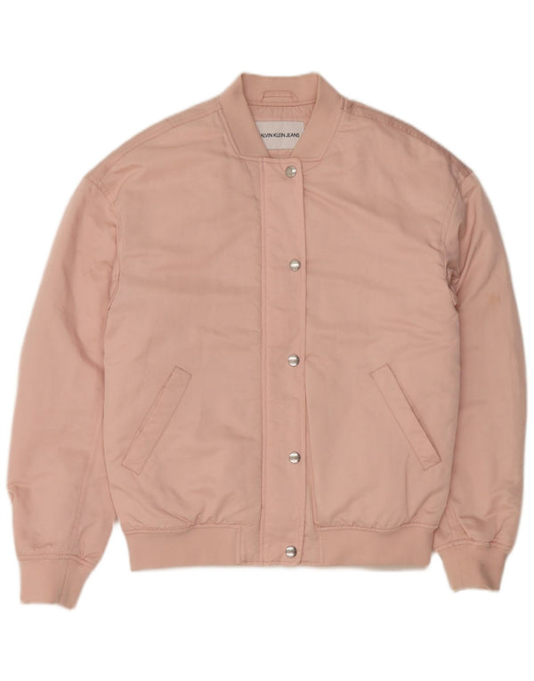 CALVIN KLEIN JEANS Giubbotto bomber oversize da donna UK 10 piccolo rosa