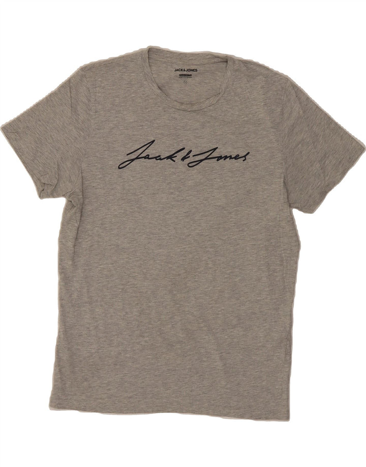 JACK & JONES Mens Regular Fit Graphic T-Shirt Top Large Grey Cotton Vintage Jack & Jones and Second-Hand Jack & Jones from Messina Hembry 