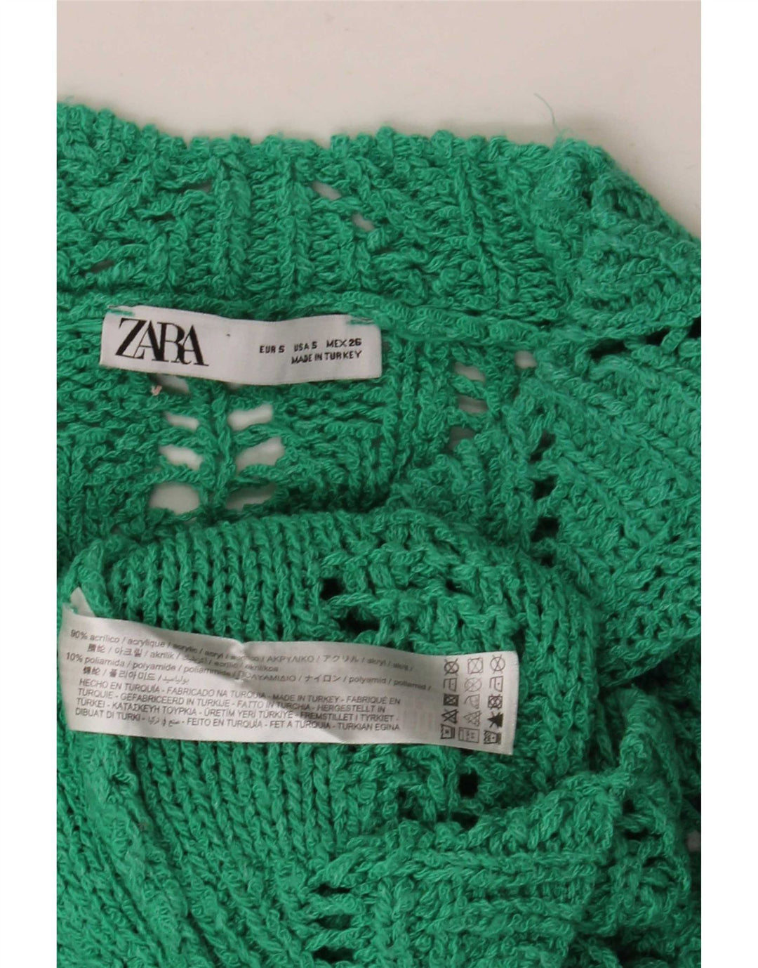 Maglione maglione oversize con collo dolcevita da donna Zara UK 10 piccolo acrilico verde
