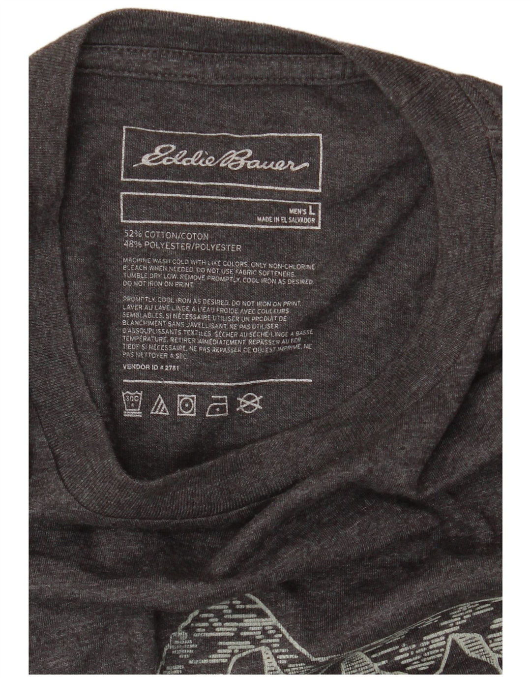 T-shirt grafica da uomo EDDIE BAUER Top grande in cotone chiazzato grigio