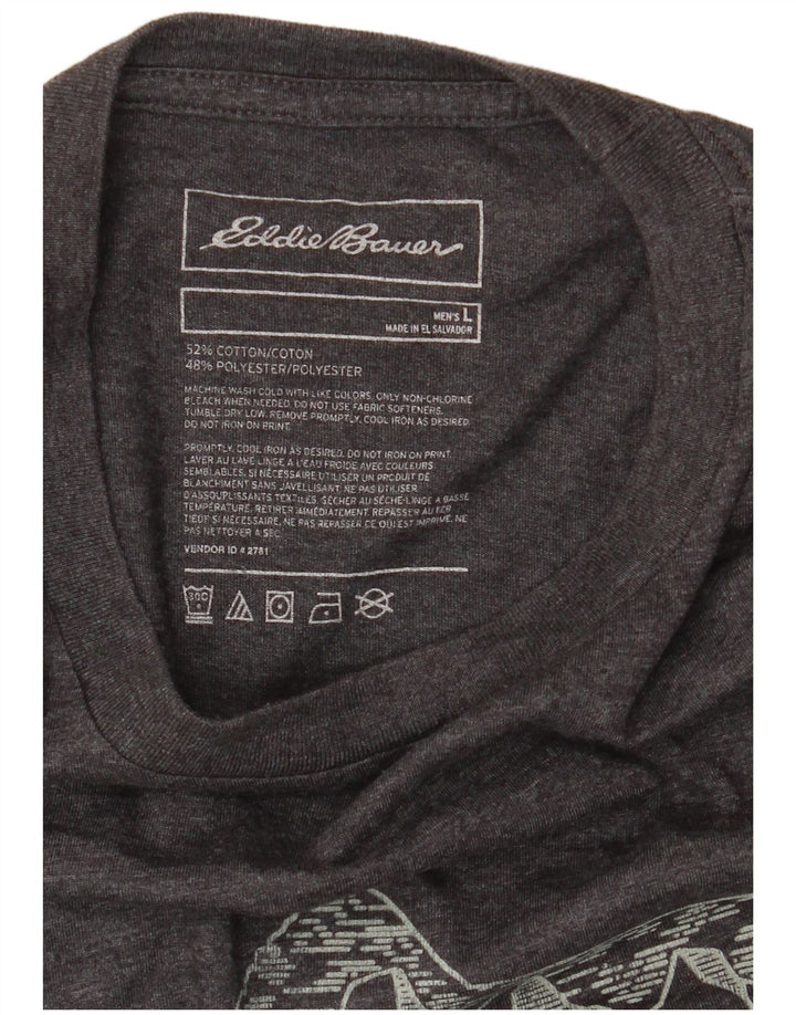 T-shirt grafica da uomo EDDIE BAUER Top grande in cotone chiazzato grigio