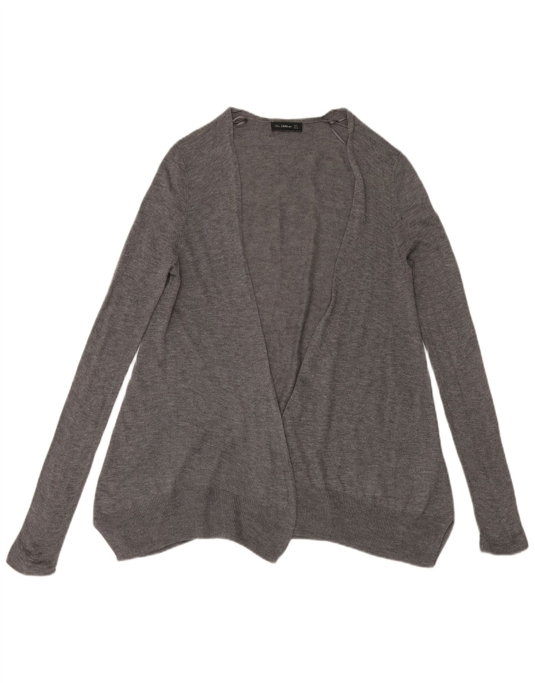 Maglione cardigan aperto a linea lunga da donna Zara UK 14 Poliestere grigio medio