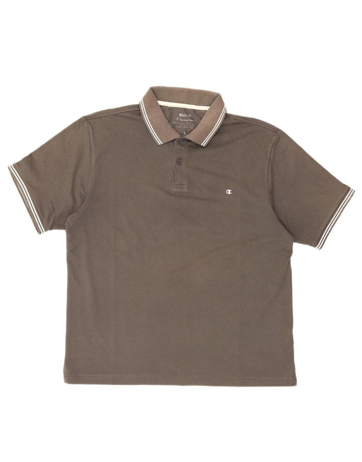 CHAMPION Mens Polo Shirt Large Grey Cotton