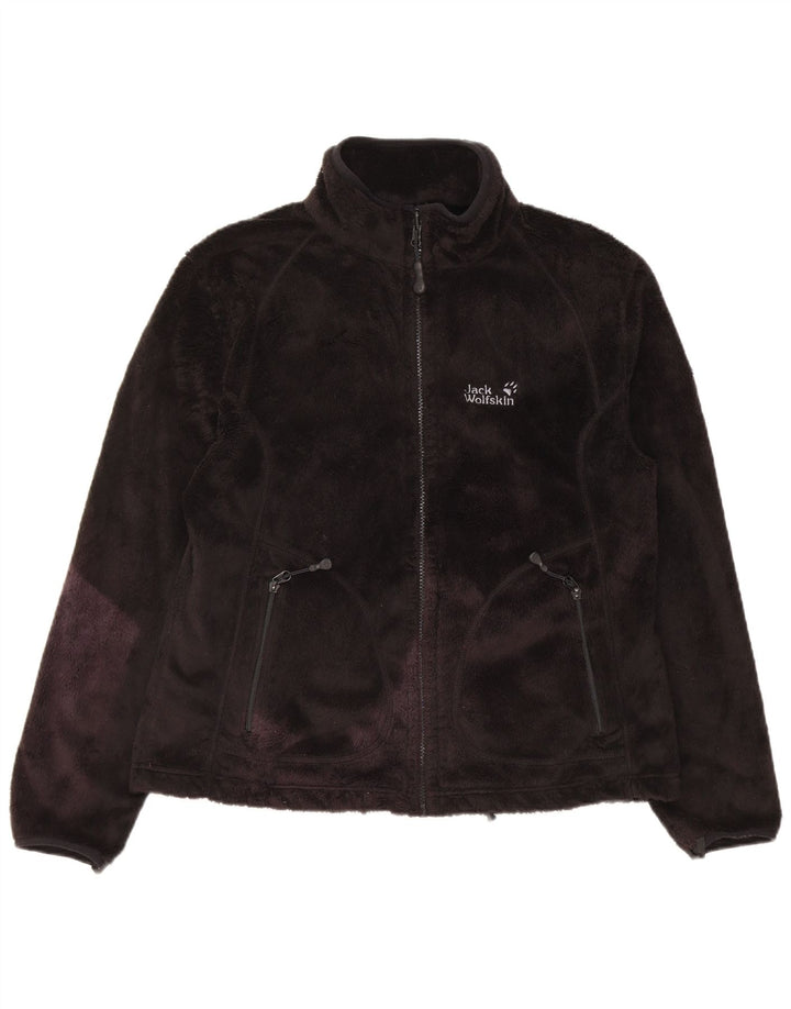 Giacca in pile foderata da donna Jack Wolfskin UK 16 grande poliestere nero