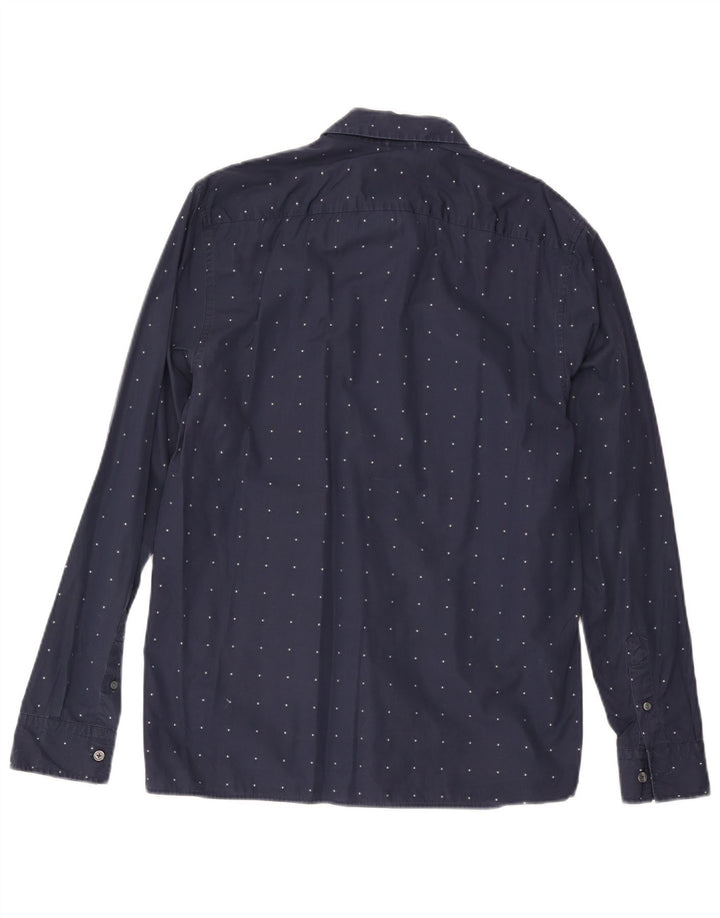 Camicia da uomo Ted Baker taglia 4 grande cotone maculato blu navy