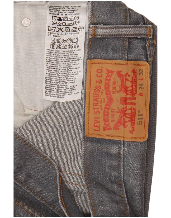Jeans Levi's Uomo 511 Slim W34 L32 Cotone Grigio