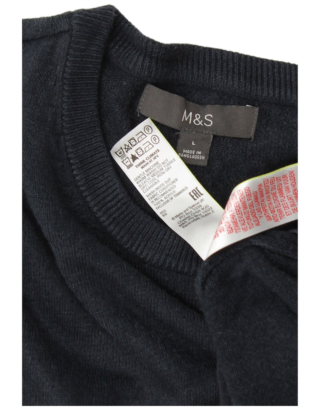 Maglione maglione girocollo da uomo Marks & Spencer grande acrilico blu navy
