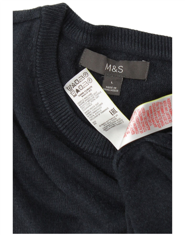 Maglione maglione girocollo da uomo Marks & Spencer grande acrilico blu navy