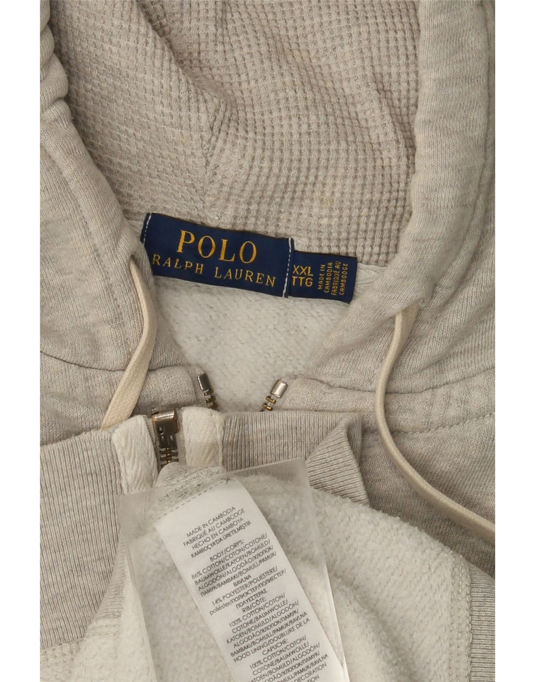POLO RALPH LAUREN Maglione con cappuccio e zip oversize da donna UK 20 2XL Grigio