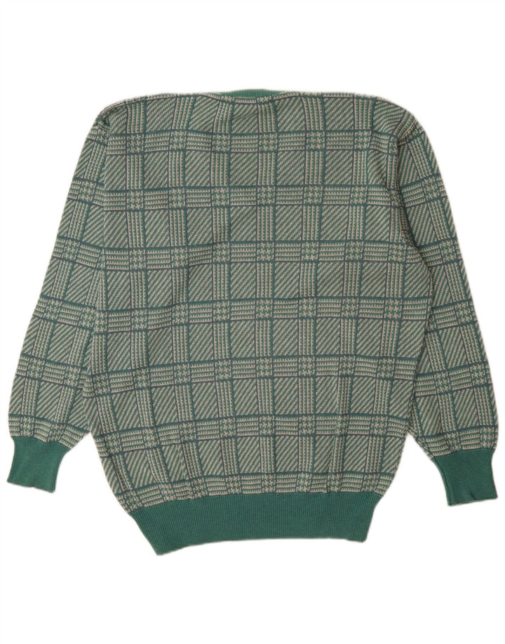 Maglione da uomo con scollo a V St. Andrews, grande pied de poule verde