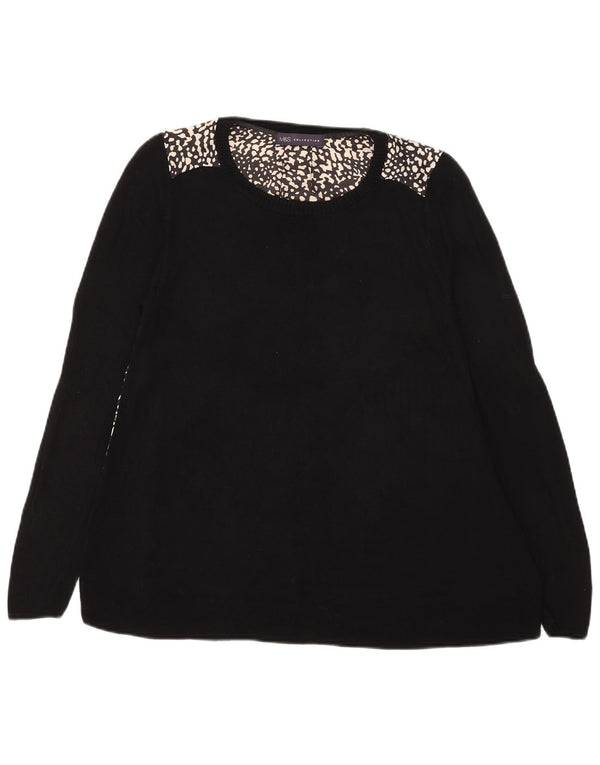 Marks & Spencer Top da donna a maniche lunghe UK 12 medio nero stampa animalier