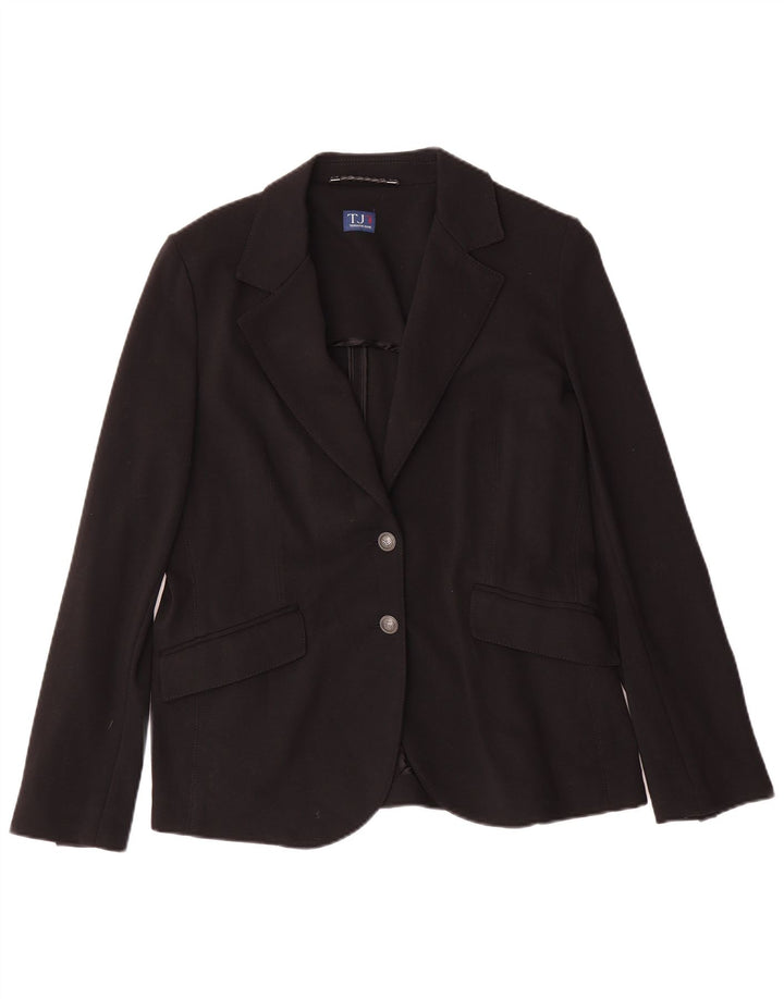 Giacca Blazer 2 Bottoni Donna Trussardi Jeans IT 46 Large Nera in Viscosa