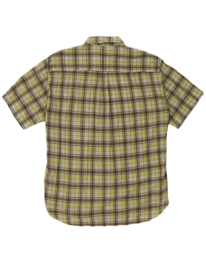 Carrera Camicia a maniche corte da uomo in cotone a quadri verdi grandi