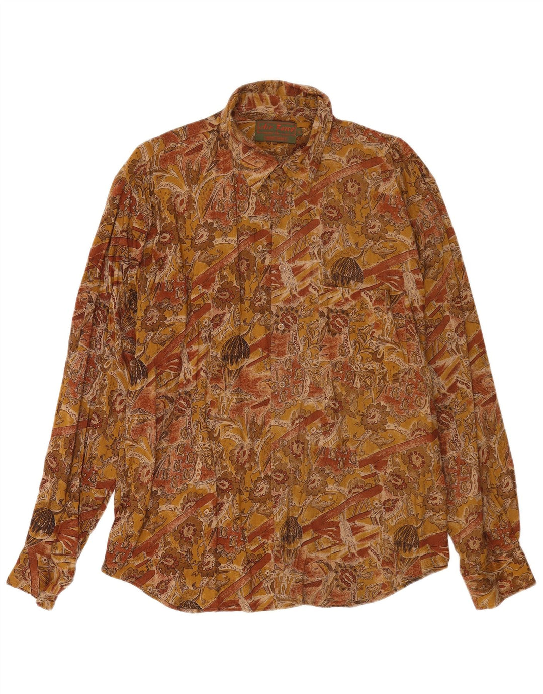Camicia grafica vintage da uomo XL in viscosa marrone
