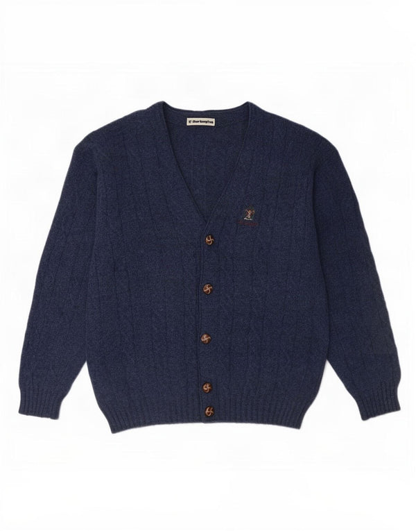 Maglione cardigan da uomo Burlington IT 48 Lana medio blu navy