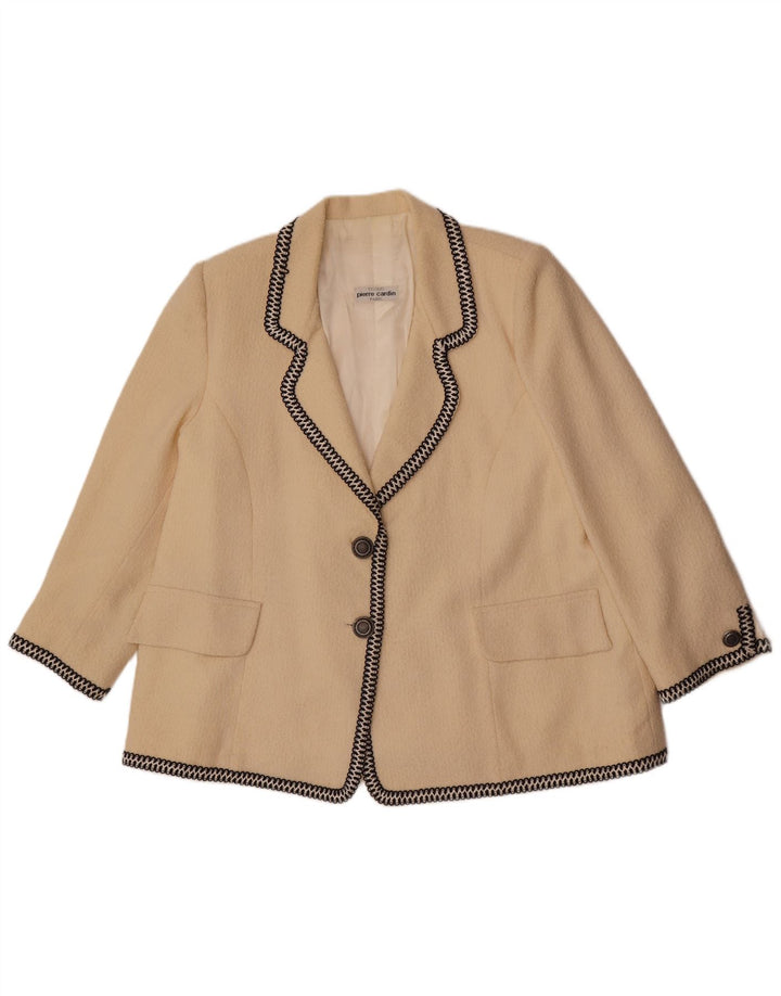 Giacca blazer a 2 bottoni da donna Pierre Cardin UK 14 grande beige