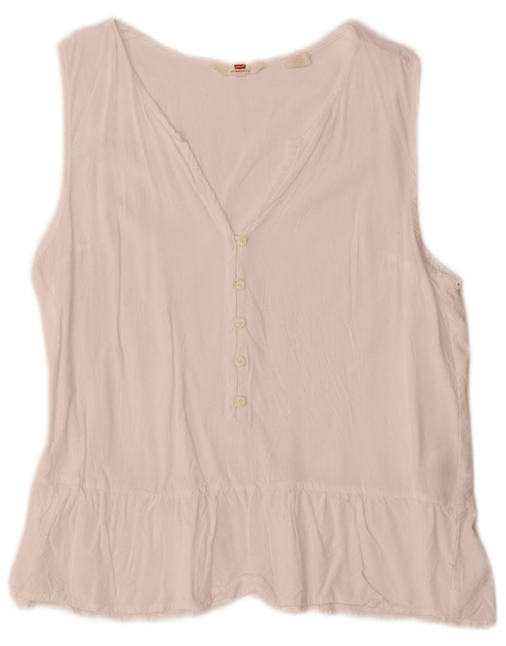 Camicetta senza maniche da donna Levi's UK 10 Small Rayon bianco