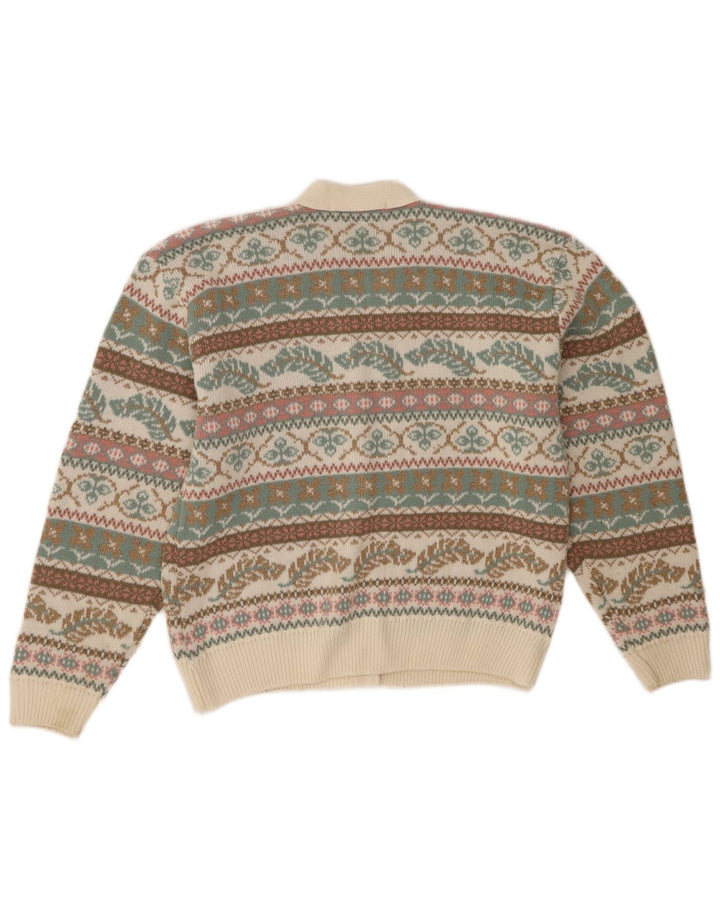 Maglione cardigan da donna St Michael UK 12/14 Acrilico Fair Isle verde medio