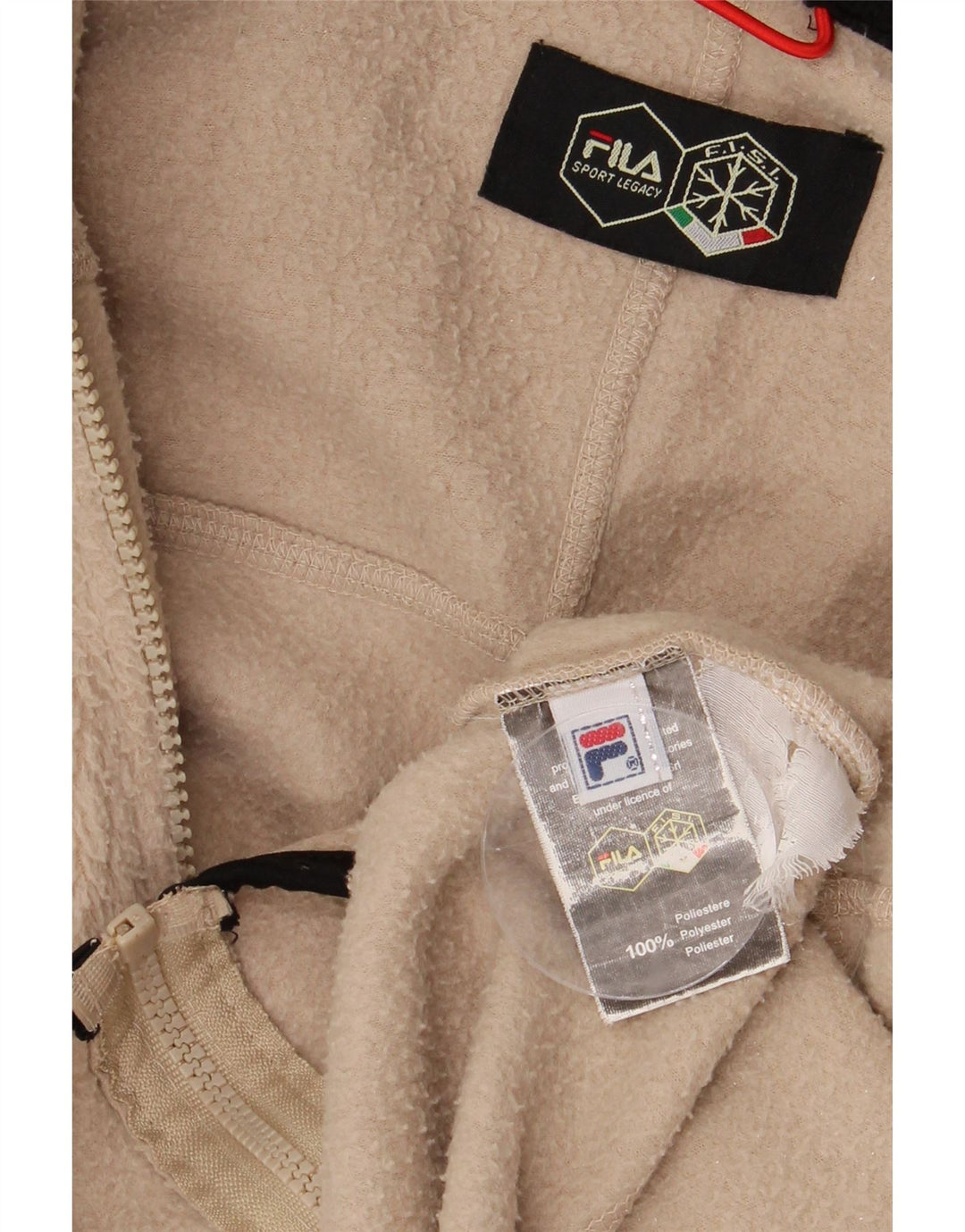 Giacca in pile da uomo FILA UK 40 Large Beige Colourblock Poliestere