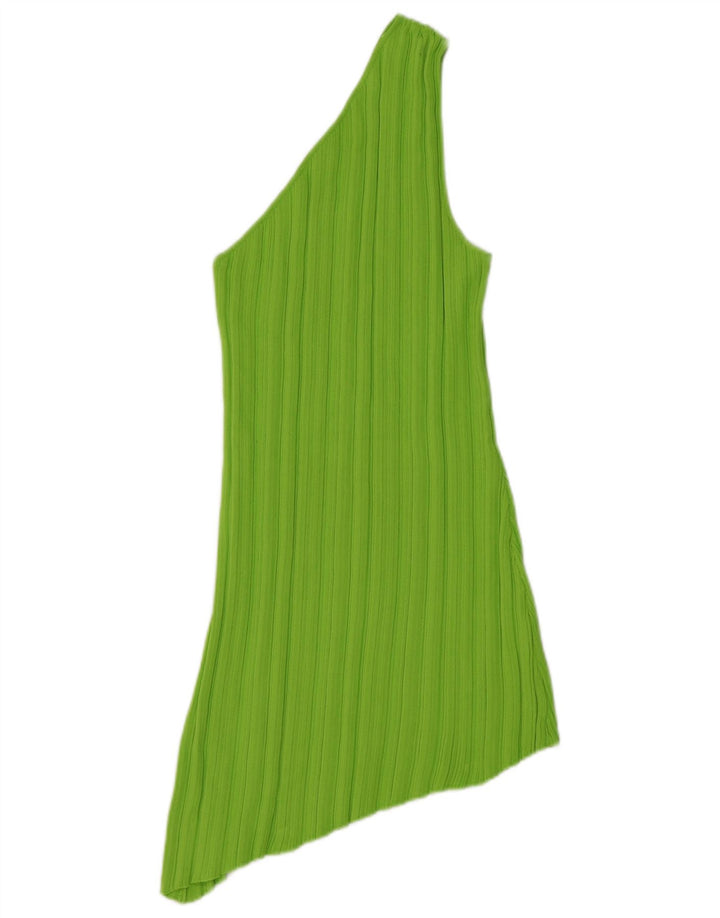 Abito monospalla asimmetrico da donna Zara UK 12 Viscosa verde medio