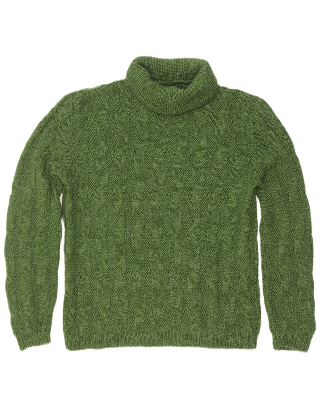 Maglione maglione vintage da uomo con collo alto piccolo verde