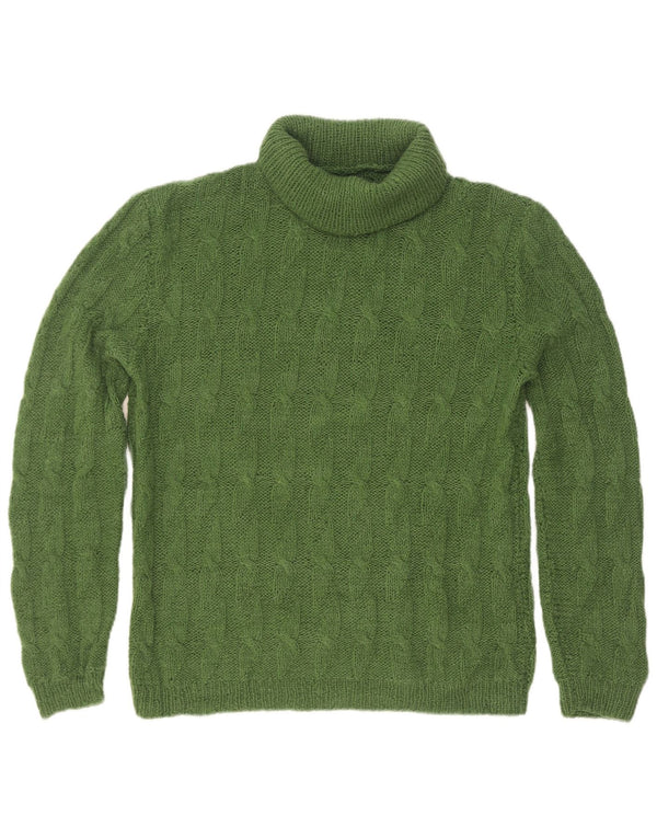 Maglione maglione vintage da uomo con collo alto piccolo verde