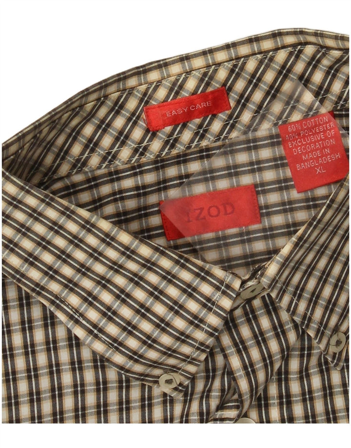 Camicia Izod da uomo Easy Care XL in cotone a quadretti beige