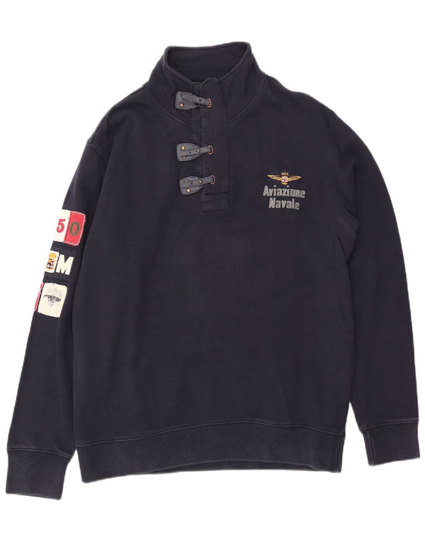 Aviazione Navale Felpa da uomo con collo con bottoni grafici Maglione 3XL Blu navy