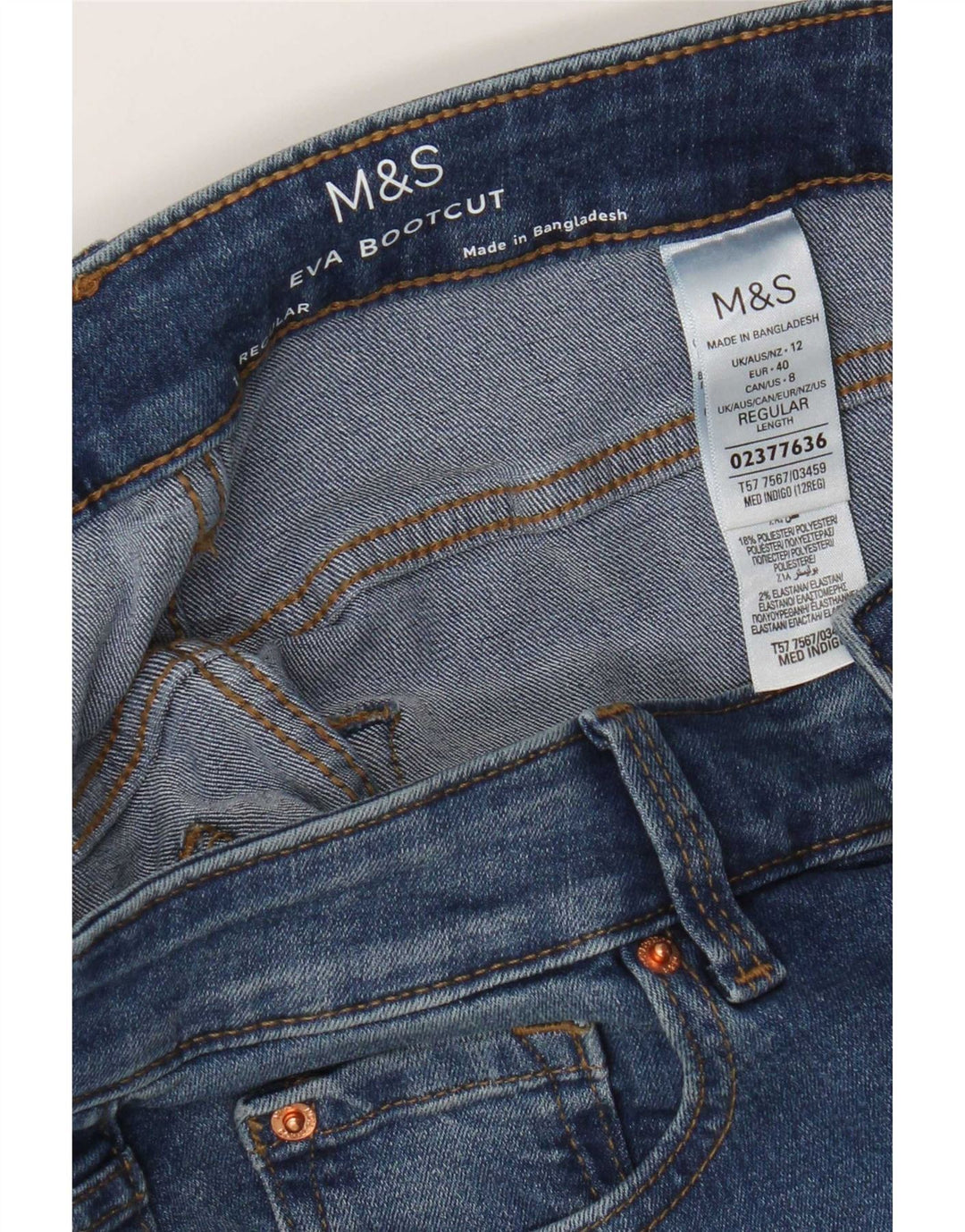 Jeans Bootcut regolari Eva da donna Marks & Spencer UK 12 medio W32 L30 blu