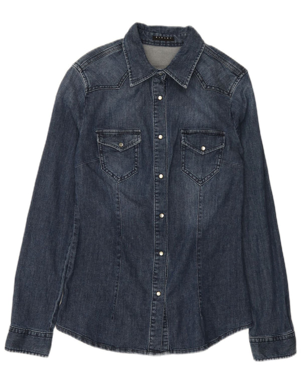 Camicia di jeans da donna Sisley UK 10 Small Blu Navy