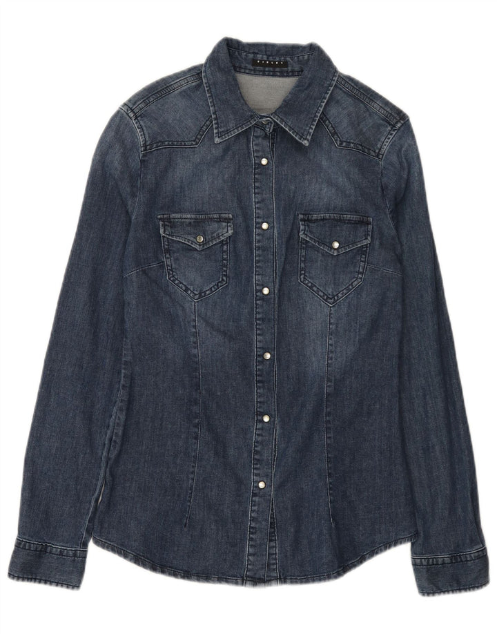Camicia di jeans da donna Sisley UK 10 Small Blu Navy