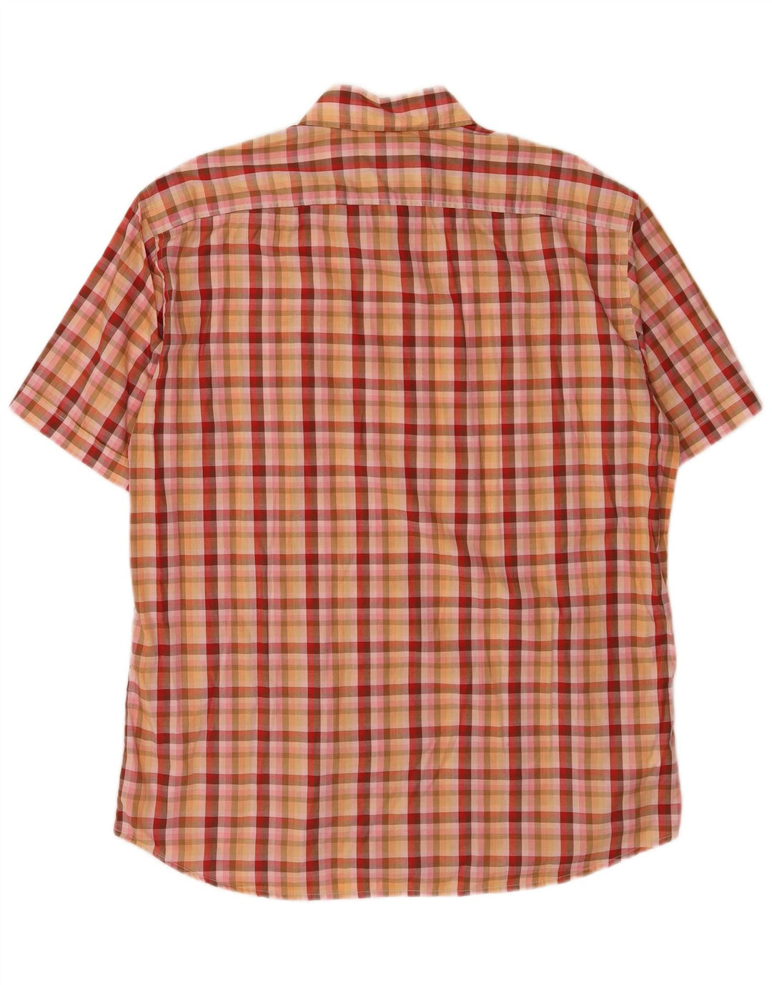 Hugo Boss Camicia a maniche corte da uomo in cotone a quadri arancioni grandi