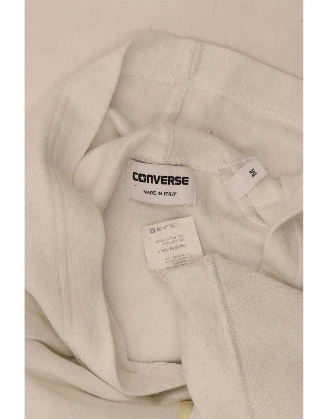 CONVERSE Felpa con cappuccio grafica da donna UK 14 Cotone bianco medio