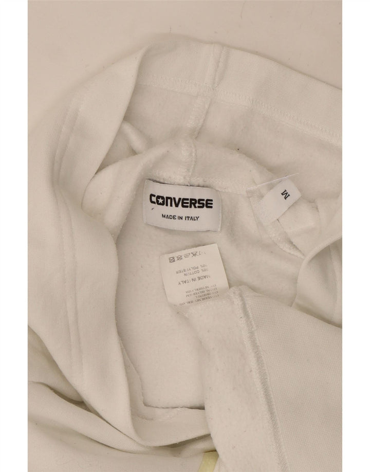 CONVERSE Felpa con cappuccio grafica da donna UK 14 Cotone bianco medio