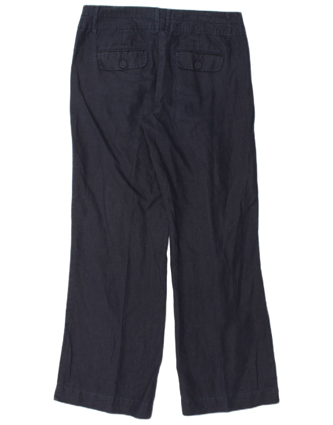 MONSOON Pantaloni chino da donna a gamba larga UK 10 Small W32 L31 Lino blu navy