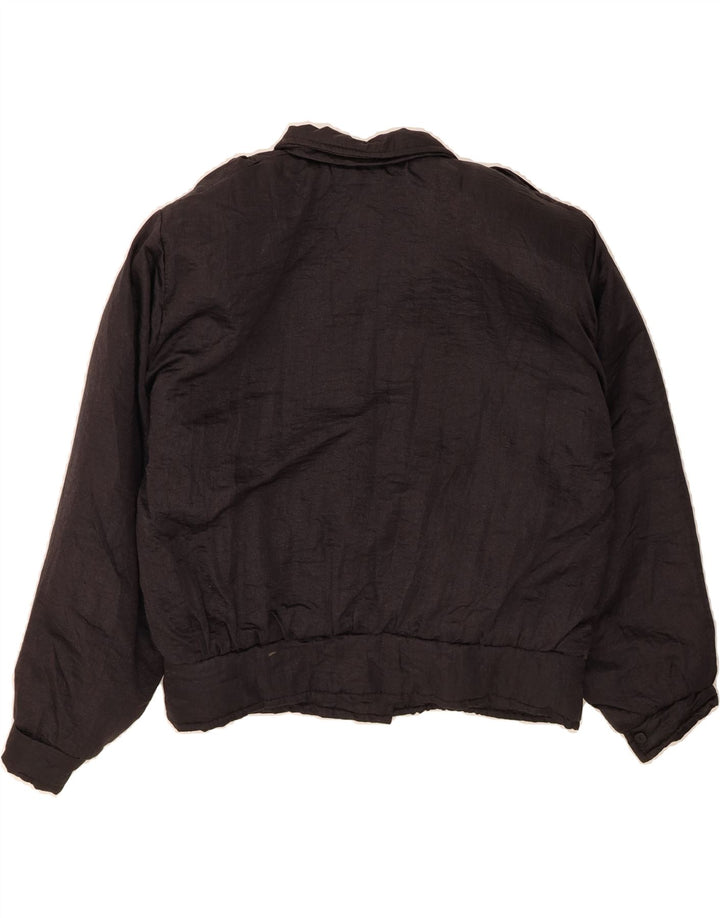 VINTAGE Womens Bomber Jacket UK 14 Large Black Vintage Vintage and Second-Hand Vintage from Messina Hembry 