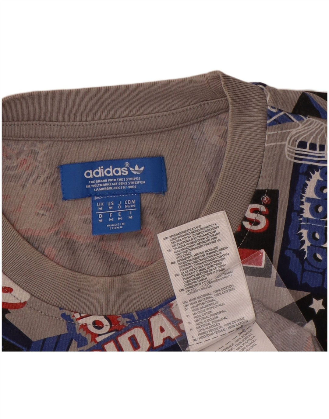 T-shirt grafica da uomo Adidas Top in cotone grigio medio