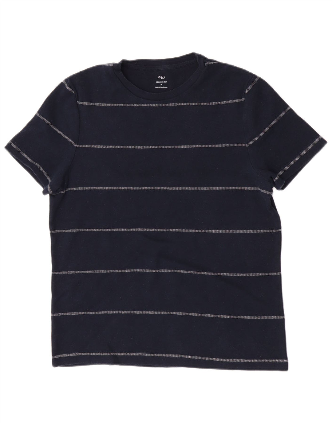 Marks & Spencer - T-shirt da uomo dalla vestibilità regolare, a righe medie, blu navy