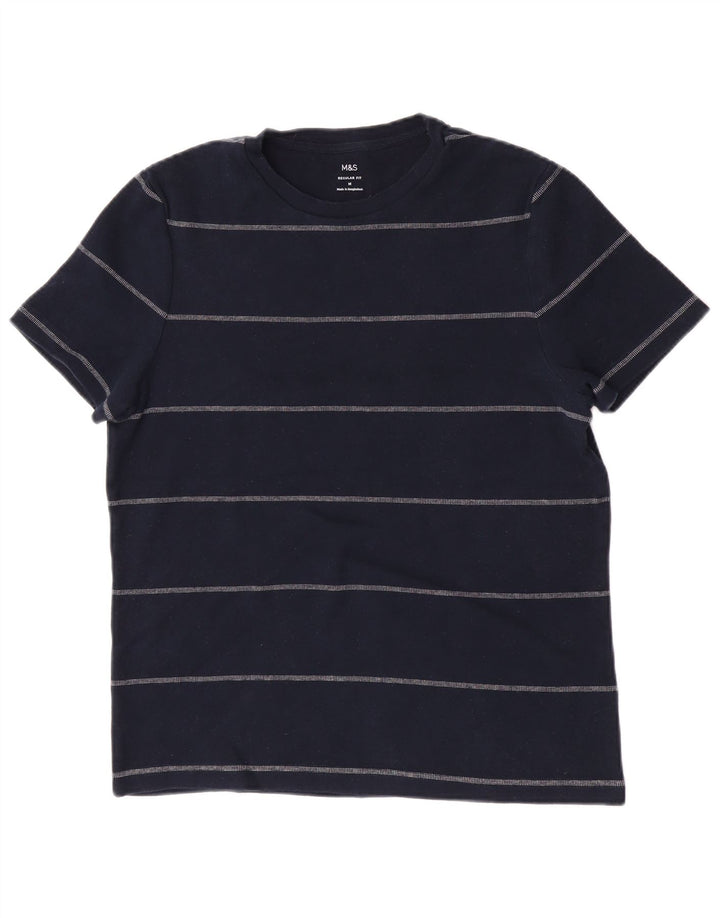 Marks & Spencer - T-shirt da uomo dalla vestibilità regolare, a righe medie, blu navy