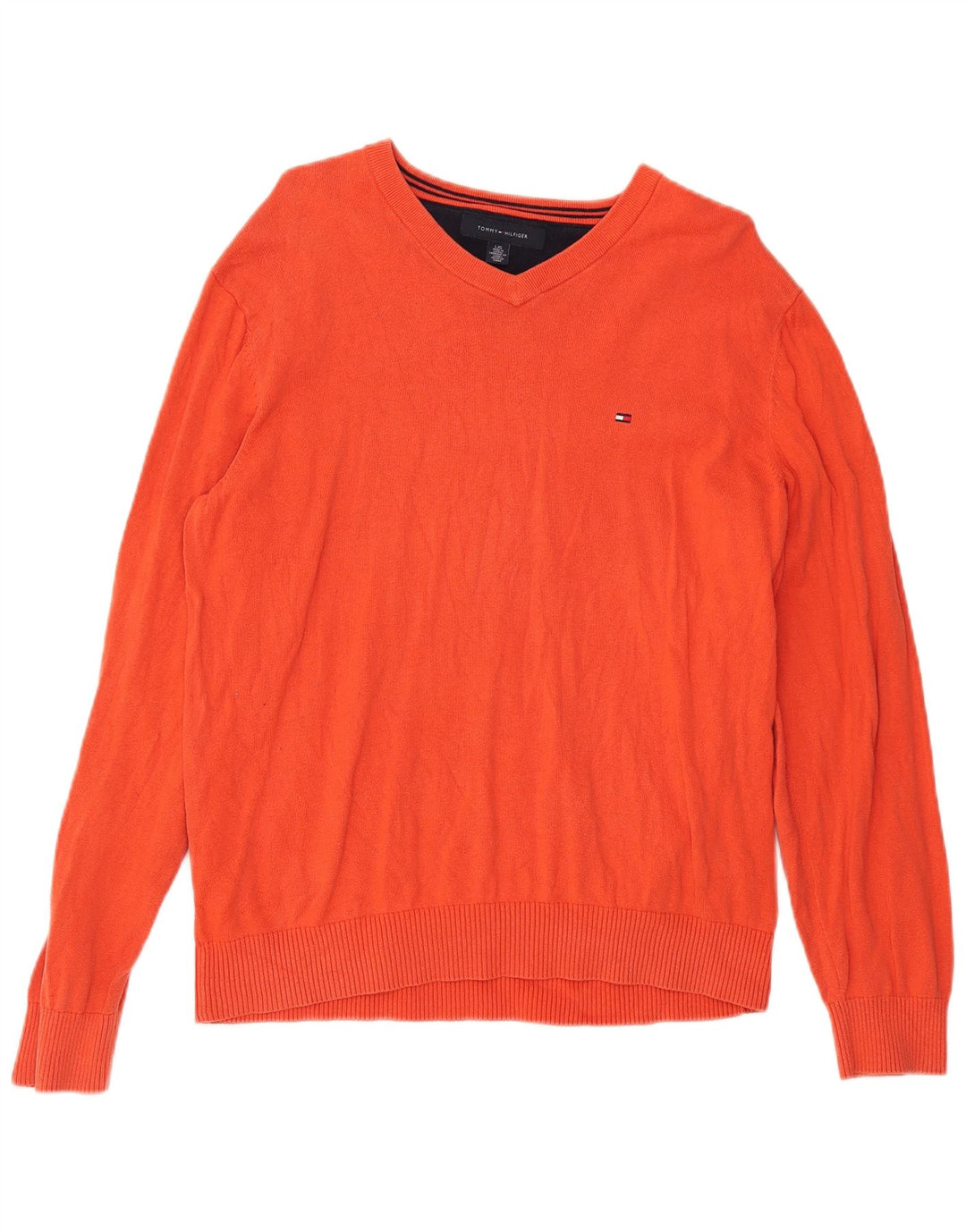 Maglione maglione con scollo a V da uomo Tommy Hilfiger grande cotone rosso