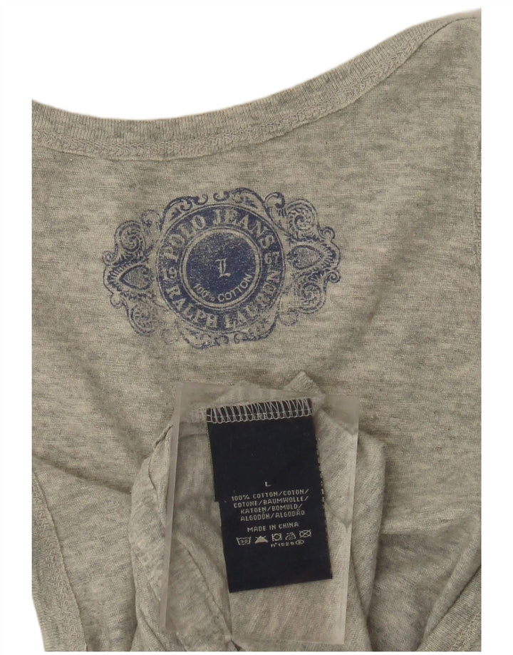 POLO RALPH LAUREN Canotta grafica da donna UK 14 Large Grigio Cotone