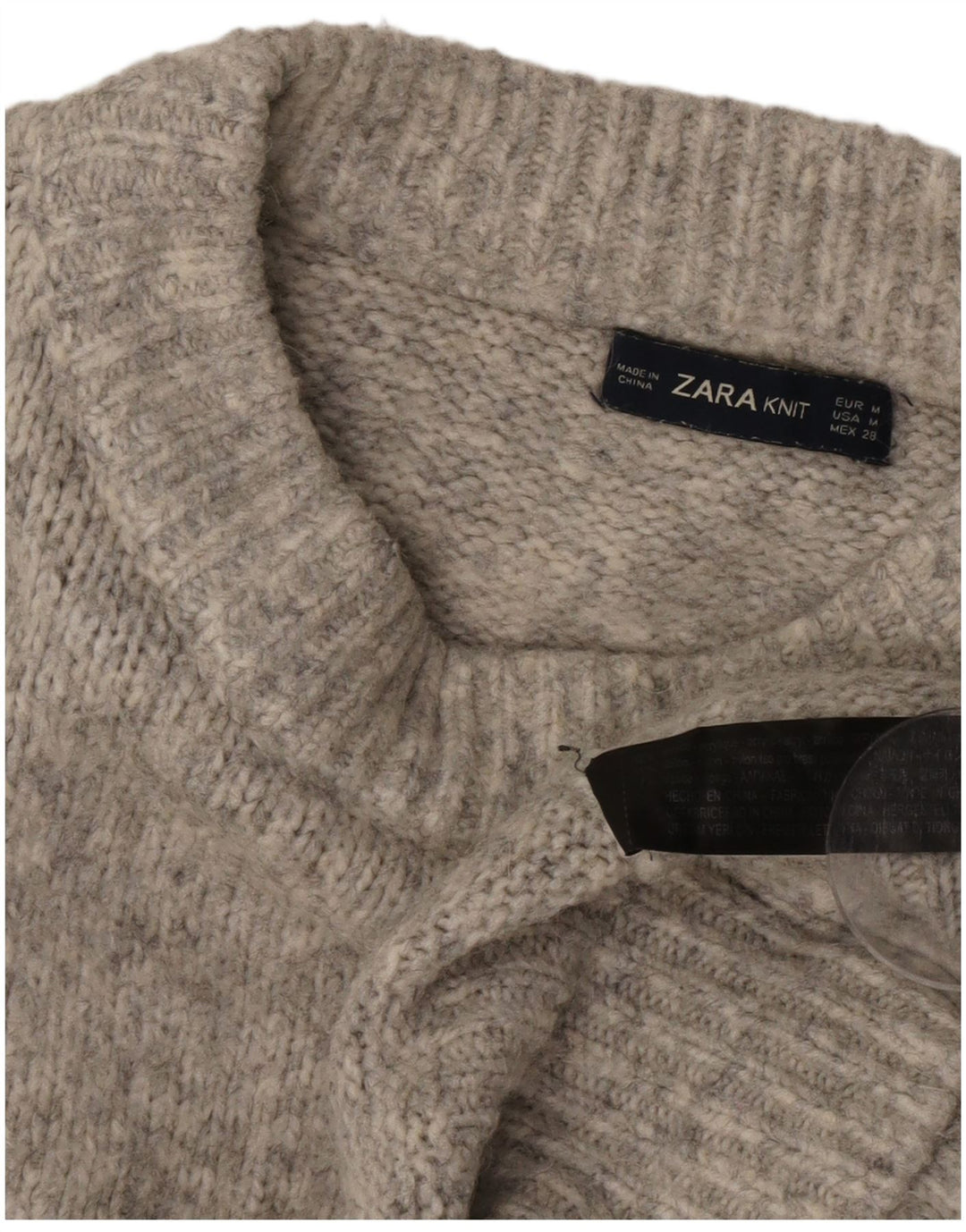 Maglione maglione girocollo oversize da donna Zara UK 14 Grigio medio screziato