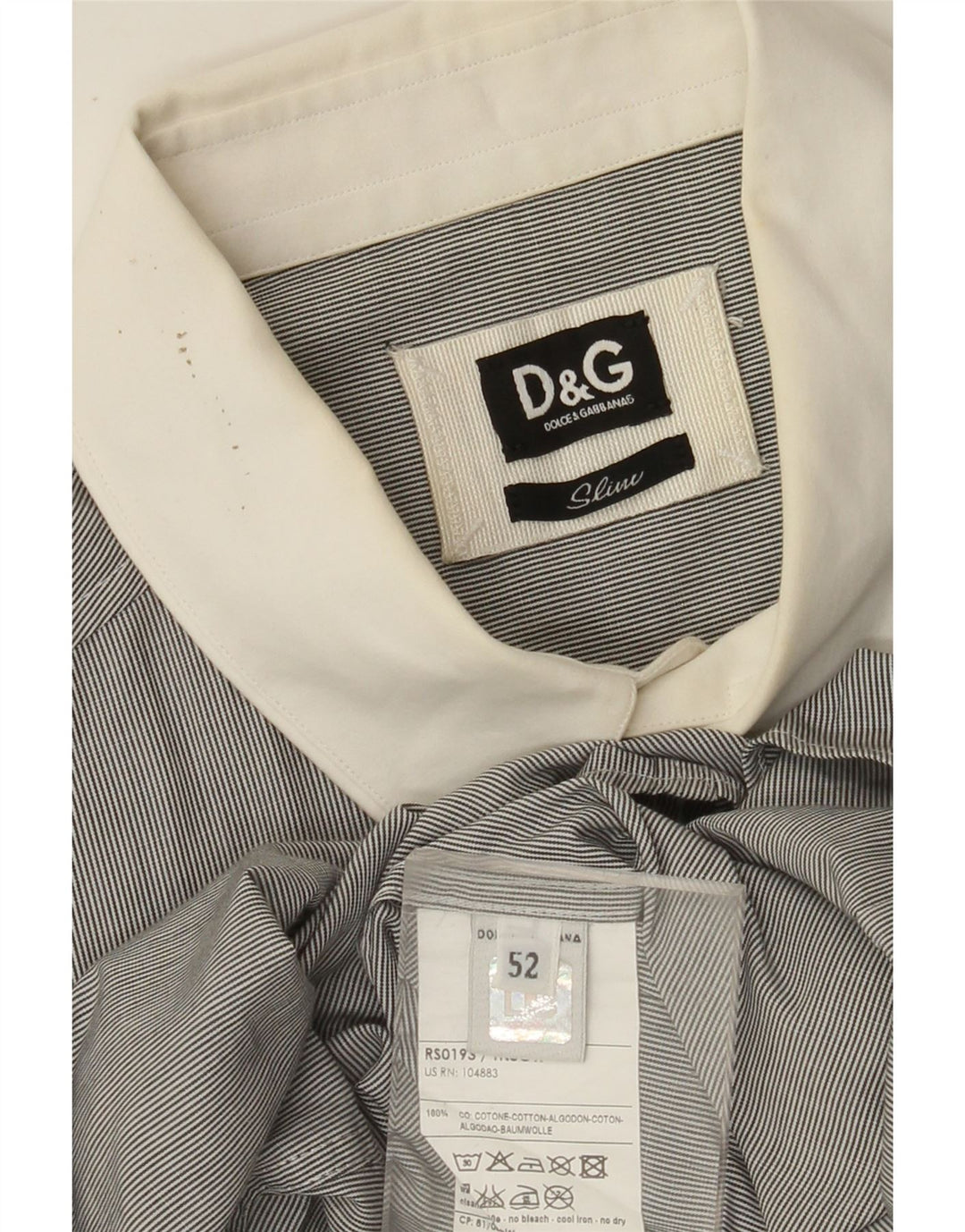 DOLCE & GABBANA Camicia Uomo Slim Fit IT 52 Large Cotone Gessato Grigio