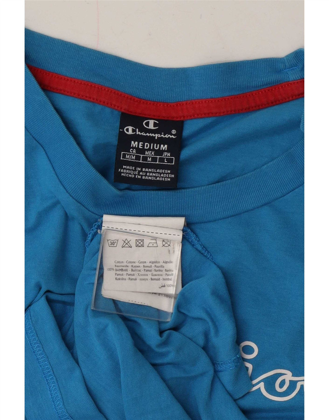 T-shirt grafica da uomo Champion Top in cotone blu medio