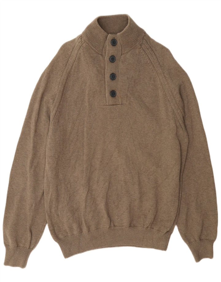 Maglione da uomo Marks & Spencer con bottoni e collo XL in cotone marrone