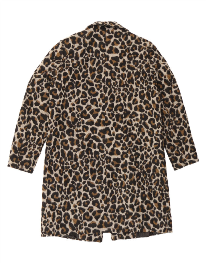 Topshop Cappotto oversize da donna UK 10 Piccolo poliestere con stampa animalier marrone