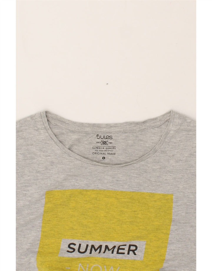 JULES Mens Graphic T-Shirt Top Large Grey Cotton Vintage Jules and Second-Hand Jules from Messina Hembry 